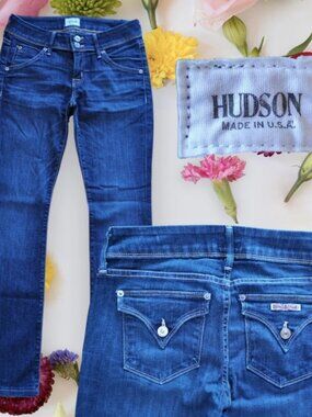 *USA* Hudson Beth Baby Boot Jeans Womens 26 (26x31) Bootcut Dark Wash Stretch